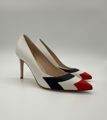  Air Force thunderbird inspired red white and blue pumps.