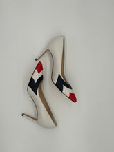 Load image into Gallery viewer, Lead solo air force thunderbird inspired red white and blue pumps.
